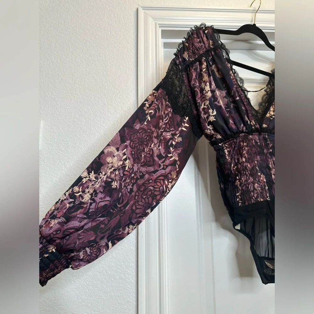 FREE PEOPLE Black Combo‎ Worth The Wait Bodysuit Sz XSmall